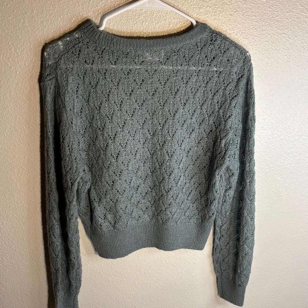 H&M Sage Green Lace Knit Crewneck Sweater -214sku